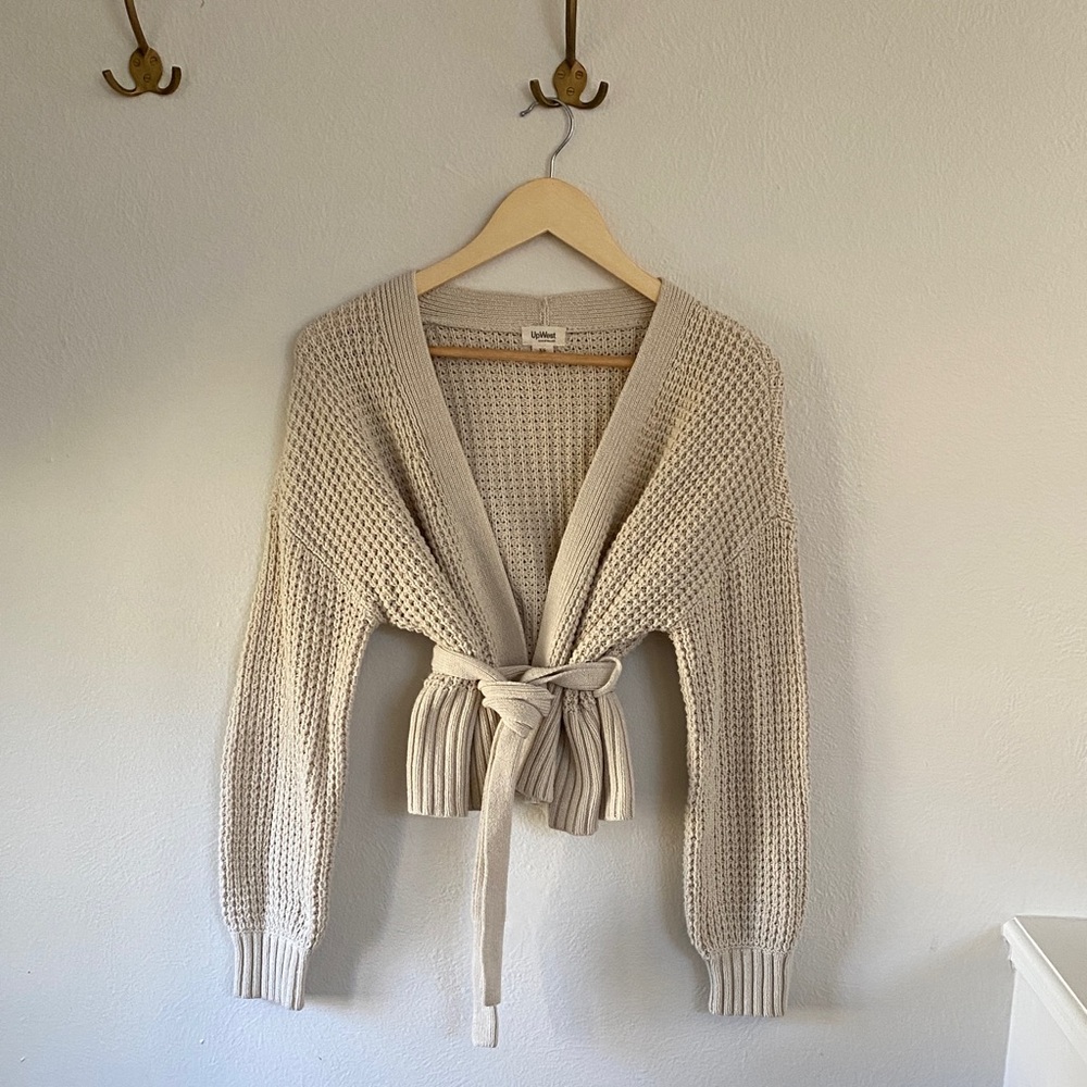 UpWest Cream Tie-Front Cardigan